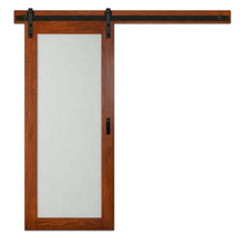 Frosted Glass HPL 1-Lite Solid Wood Interior Sliding Barn Door